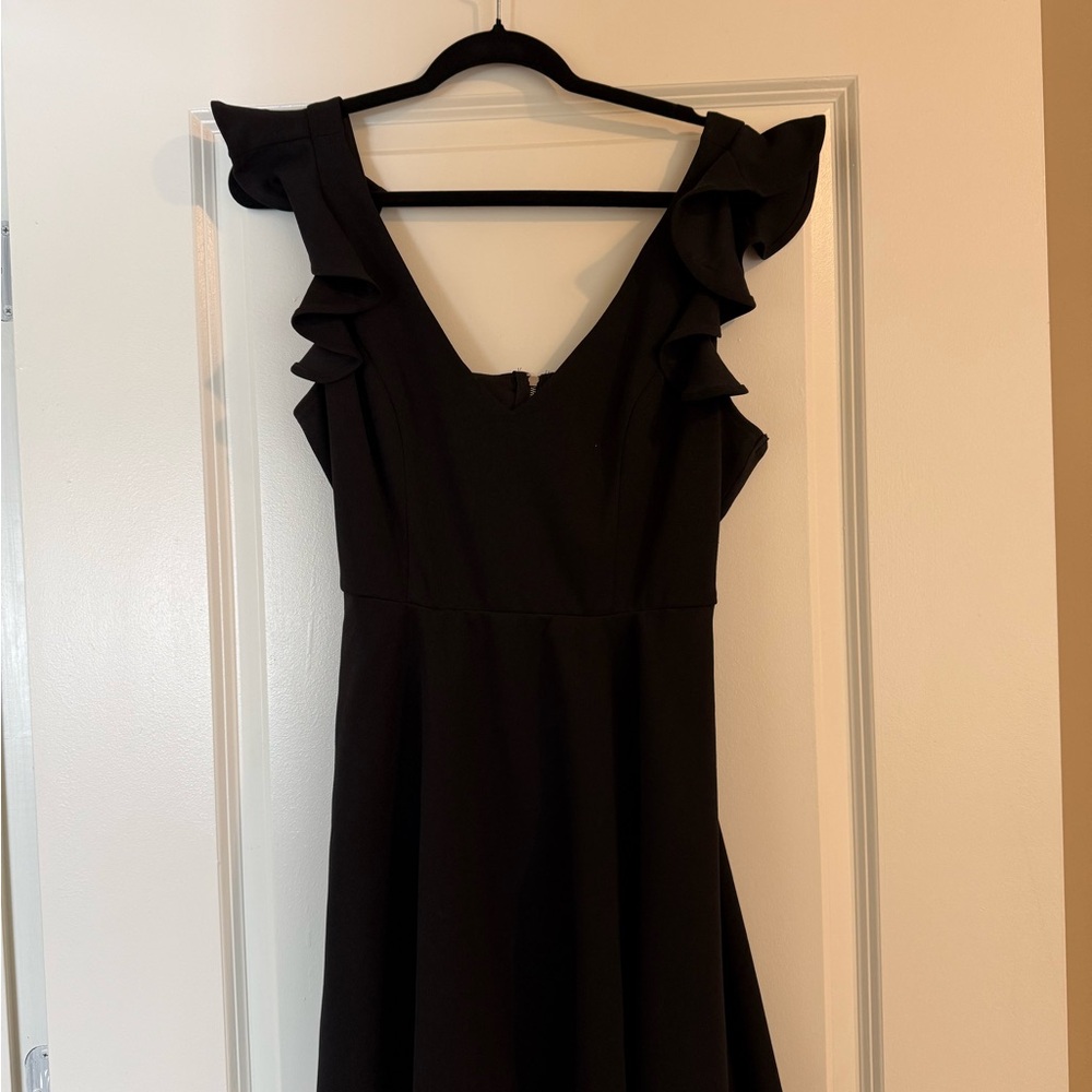 Francesca’s Black Ruffle Sleeve Mini Dress